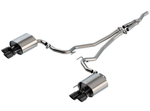 Borla S-Type Catback Exhaust for 2019+ Ford Ecoboost Mustang w/ Active Exhaust (Black Chrome Tips)